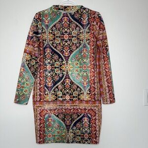 Asos Mosaic Print Sheath Dress Size 10 Colorful Artsy Long Sleeve